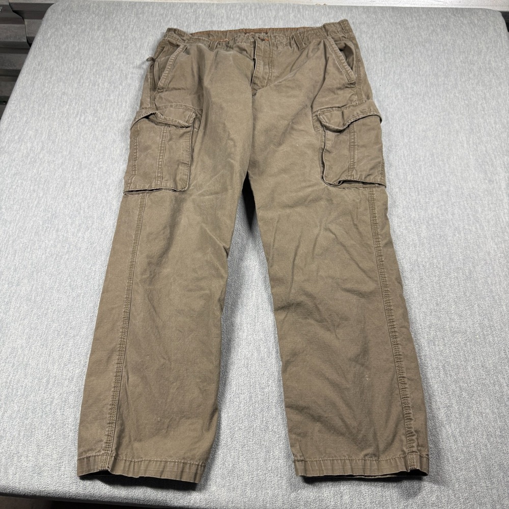 Outdoor Life Pants Mens 38x32 Brown Cargo 100% Cotton Utility Work Pants